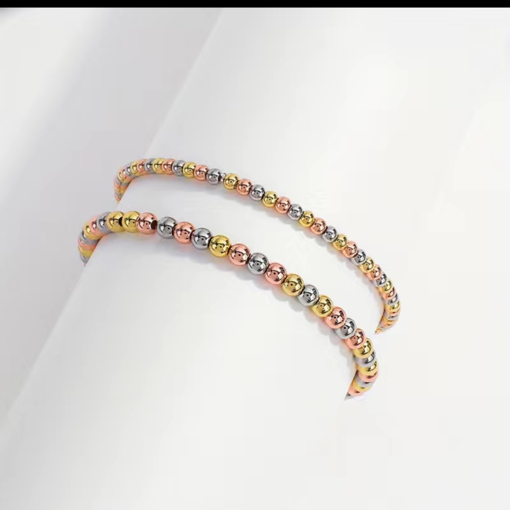 2 Pcs Set Stainless steel Round Beads Bracelet